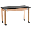 NPS Science Table avec roulettes - Top phénolique - Hauteur réglable - 24 po x 60 po - Noir/chêne