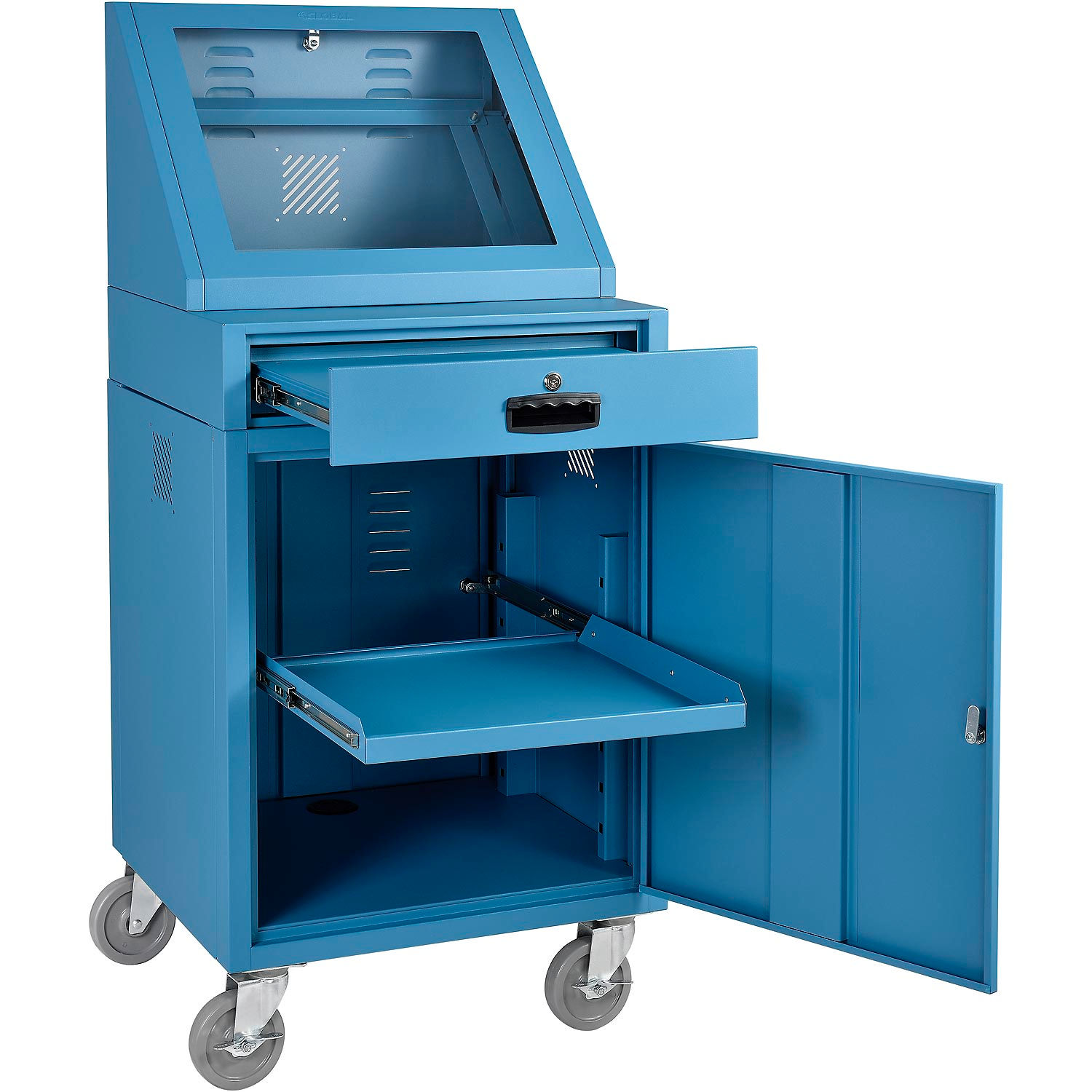 Global Industrial™ LCD Mobile Console Computer Blue