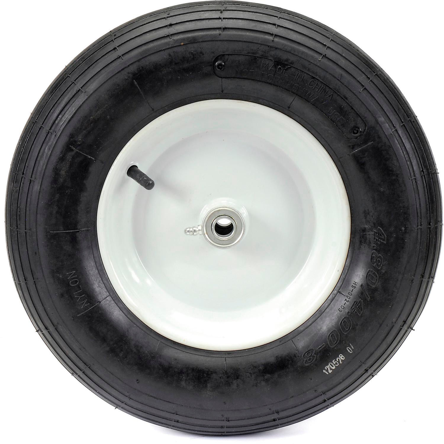 Tire on Wheel Air Filled 6 Hub 2 Pack 5/8 Bearings Marathon 4.80/4.00-8 Pneumatic Ribbed Tread 