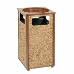 Poubelles et cendriers en acier avec revêtement en pierre