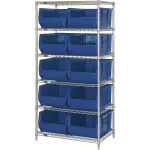 Quantum® Storage Systems Chrome Wire Shelving with Hulk Contianers
