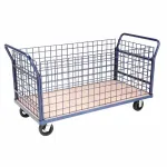 Chariots à plate-forme en bois avec cage métallique