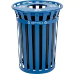 Poubelles de recyclage en acier à lattes, à usage intensif