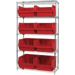 Quantum® Storage Systems Chrome Wire Shelving with Magnum Bins