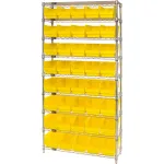 Quantum® Storage Systems Chrome Wire Shelving with Economy Shelf Bins