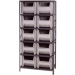 Rayonnages ouverts en acier Quantum Storage Systems avec bacs de stockage surdimensionnés