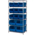 Quantum Storage Systems Chrome Wire Shelving with Oversized Hopper Bins