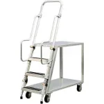 Chariots en aluminium pour le tri des marchandises et escabeaux