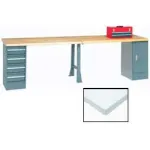 Global Industrial™ Double Pedestal Workbenches with Support Leg