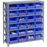 Rayonnages ouverts en acier Global Industrial™ avec bacs de rangement en plastique