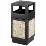 Poubelles et cendriers en plastique à façade en pierre