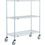 Chariots à étagères en fil métallique époxy Nexel® et argent, équipés de roulettes verrouillables