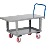 Chariots à plate-forme en acier réglables avec tablette inférieure