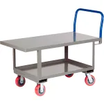 Chariots à plate-forme en acier à hauteur fixe avec tablette inférieure