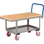 Chariots à plate-forme en bois à hauteur fixe avec tablette inférieure