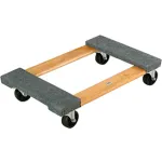 Chariots à plateau ouvert en bois massif avec extrémités du plateau recouvertes de moquette