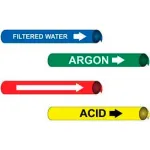 Marqueurs de tuyaux pré-enroulés et à fixation par sangle pour des diamètres de tuyau compris entre 4-5/8" et 5-7/8"