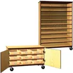 Mobile Wood Tote Tray Cabinets