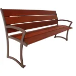 Bancs en bois avec dossier et accoudoirs