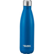 Global Industrial®Double Wall Stainless Water Bottle, Blue, 17 Oz. - 24/Case