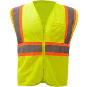 GSS Safety 1005 Standard Class 2 Two Tone Mesh Zipper Safety Vest, Lime, Medium