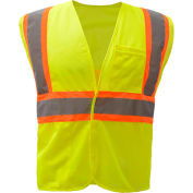 GSS Safety 1007 Standard Class 2 Two Tone Mesh Hook & Loop Safety Vest, Lime, XL