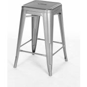 Interion® 30"H Steel Barstool - Silver - 4/Pack
