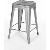 Interion® 24"H Steel Counter Height Stool - Silver - 4/Pack