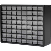 Akro-Mils Plastic Drawer Parts Cabinet 10164 - 20"W x 6-3/8"D x 15-13/16"H, Black, 64 Drawers