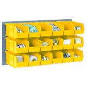 Global Industrial™ Wall Bin Rack Panel 36 x19 - 8 Yellow 8-1/4x11x7 Empilage Bins