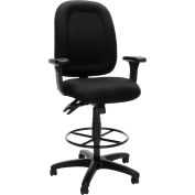 OFM Ergonomic Task Chair with Arms and Drafting Kit, Mid Back, in Black (125-DK-805)