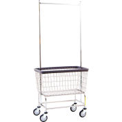 R&B Wire Products® Chrome Large Capacity Laundry Cart w/ Double Pole Rack