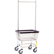 R&B Wire Products® Chrome Narrow Laundry Cart w/ Double Pole Rack