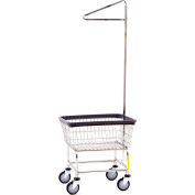 R&B Wire Products® Chrome Narrow Laundry Cart w / Single Pole Rack