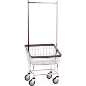 R&B Wire Products® Front Load Wire Laundry Cart, Double Pole Rack, 2.25 Bushel, Chrome
