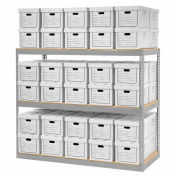 Global Industrial™ Record Storage Rack With Boxes 72"W x 30"D x 60"H - Gray