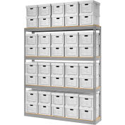 Global Industrial™ Record Storage Open With Boxes 72"W x 15"D x 84"H - Gray