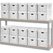 Global Industrial™ Record Storage With Boxes 72"W x 15"D x 36"H - Gray