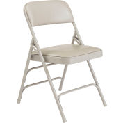 National Public Seating Vinyl Folding Chair - Triple Brace - Gray Vinyl/Gray Frame - Pkg Qty 4