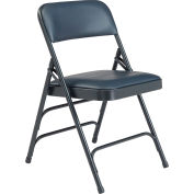 National Public sièges vinyle chaise - Triple accolade - Vinyl bleu/Blue châssis repliable, qté par paquet : 4