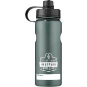Ergodyne Chill-Its® Plastic Wide Mouth Water Bottle, 1 Liter, Gray, 13152
