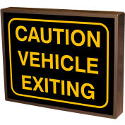 Tapco Outdoor LED Backlit Sign,"Caution Vehicle E x iting", 18"W x 14"H x 2-1/4"D, Amber