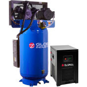 Global Industrial™ Silent Air Compressor w/Dryer, Two Stage Piston 5 HP, 80 Gal., 1 Phase, 230V