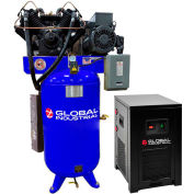 Global Industrial Silent Air Compressor w/Dryer, Two Stage Piston 10 HP, 80 Gal, 1 Phase, 230V
