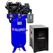 Compresseur d’air à piston industriel™ mondial à deux étages avec sécheur, 10 HP, 80 Gal, 1 phases, 230V