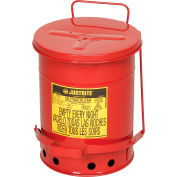 Récipent à déchets huileux Justrite, 6 gallons, rouge, 09100