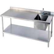 Aero Manufacturing Company 304 Series 14 Ga Stainless Steel Workbench W/ Center Sink, 48"W x 30"D