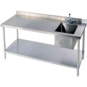 Aero Manufacturing Company 304 Series Stainless Steel Workbench W/ Right Sink, 96"W x 30"D