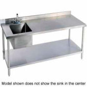 Aero Manufacturing Company 304 Series 16 Ga Stainless Steel Workbench W/ Left Sink, 96"W x 30"D