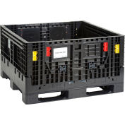 Global Industrial Folding Bulk Shipping Container, 48"Lx45"Wx27"H, 1500 Lb. Capacity, Black